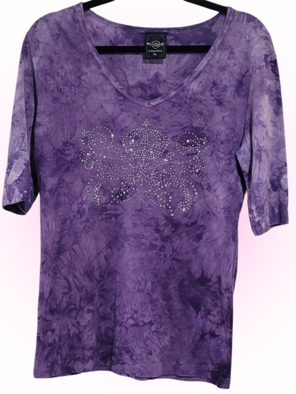 SLEDGE USA MCBLING QUEEN CROWN EMBELLISHED TOP EUC XL